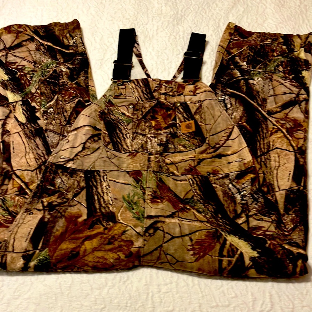 Carhartt Realtree Camo Bib Overalls Double Knee Canvas Uninsulated